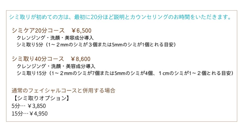 シミ取り料金